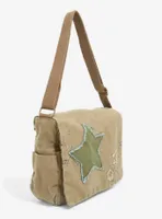 Social Collision Grunge Star Canvas Messenger Bag