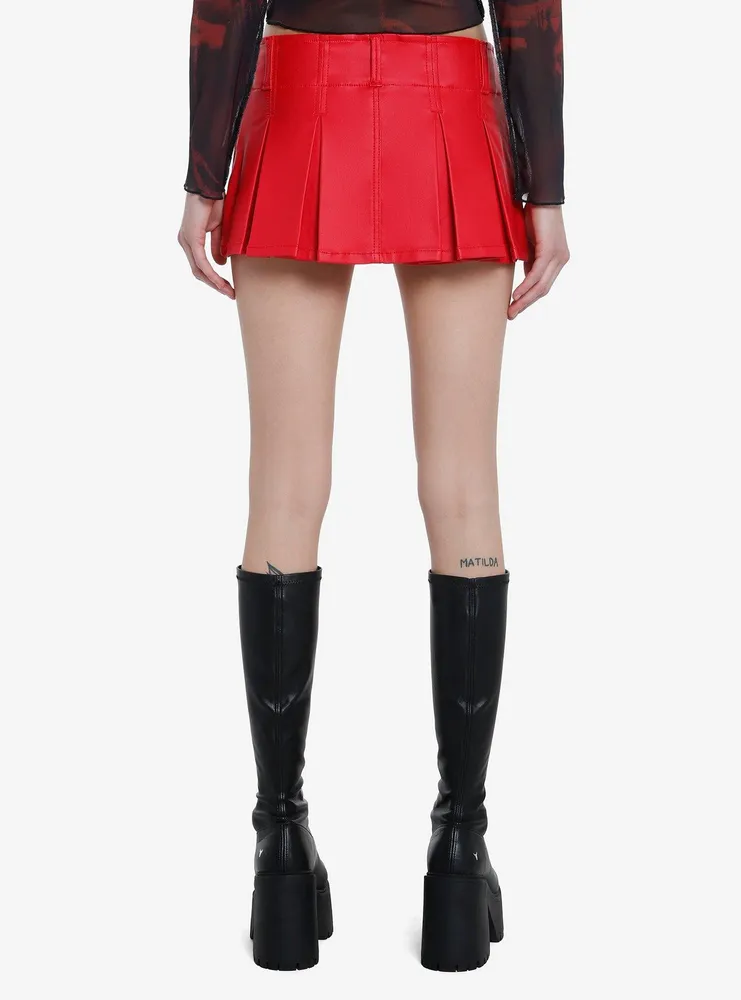 Social Collision Red Coated Mini Skort