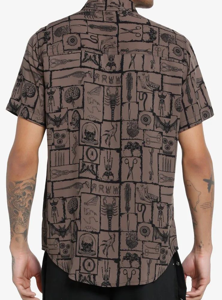 Cosmic Aura Anatomical Parts & Tools Woven Button-Up