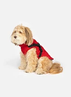 Quilted Dog Jacket With Built-In Harness Red