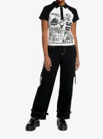 Social Collision Black & Cream Graffiti Collar Girls Top