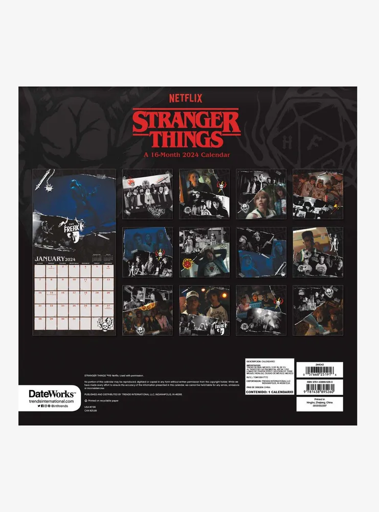 Stranger Things Hellfire Club 2024 Calendar