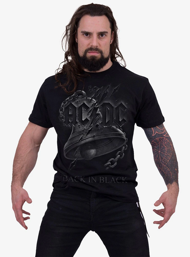 AC/DC Back Black Torn Front Print T-Shirt