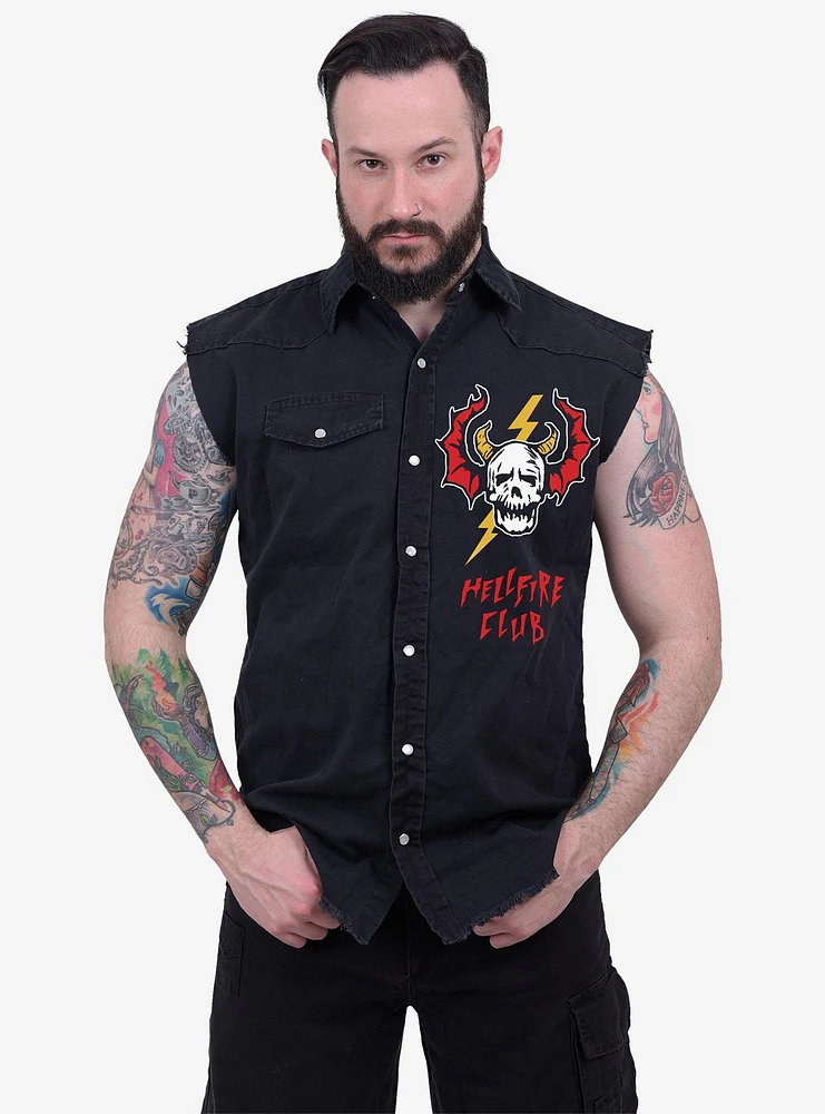 Stranger Things Hell Fire Club Sleeveless Button-Up