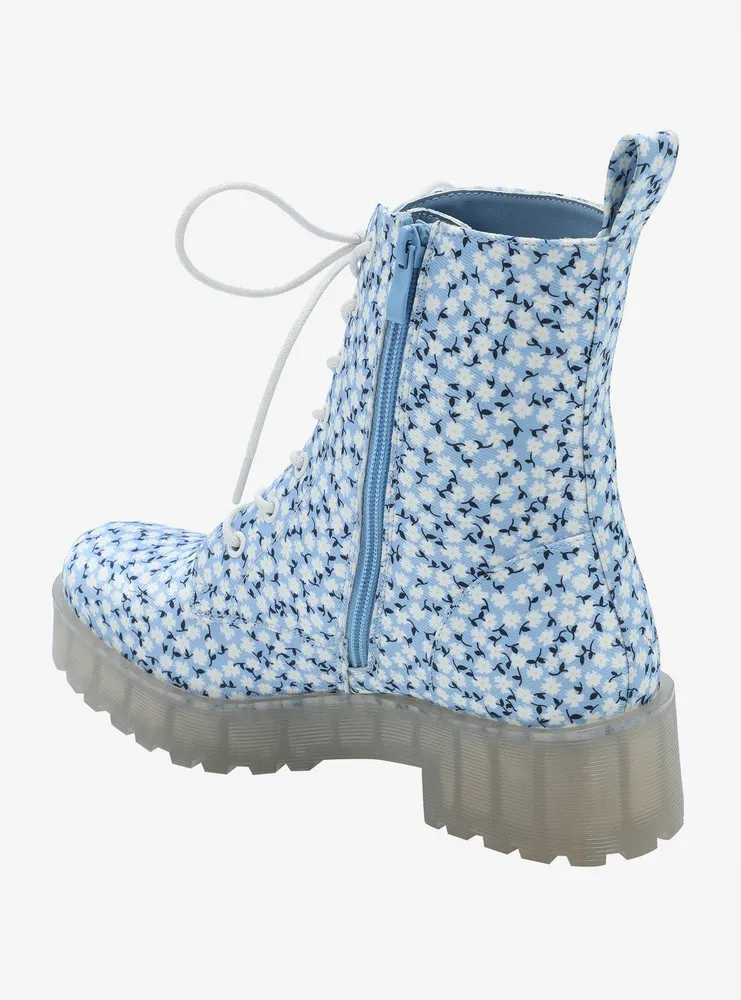 Dirty Laundry Baby Blue Floral Combat Boots