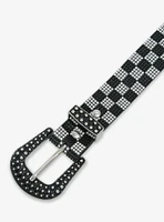 Checkered Western Bling Belt