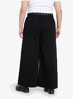 Black Skull Icons Belted Girls Wide-Leg Jeans Plus