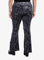 Cosmic Aura Celestial Velvet Flare Leggings With Belt Plus