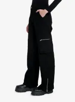 Black Zipper Wide Leg Cargo Pants