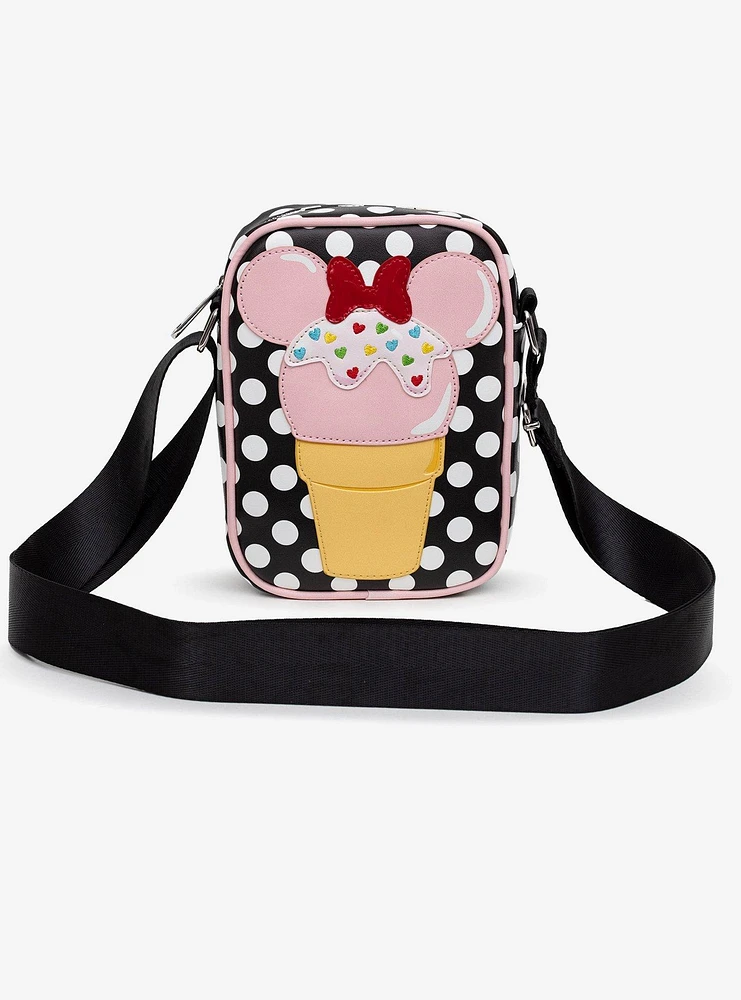 Disney Minnie Mouse Polka Dot Ice Cream Cone Crossbody Bag
