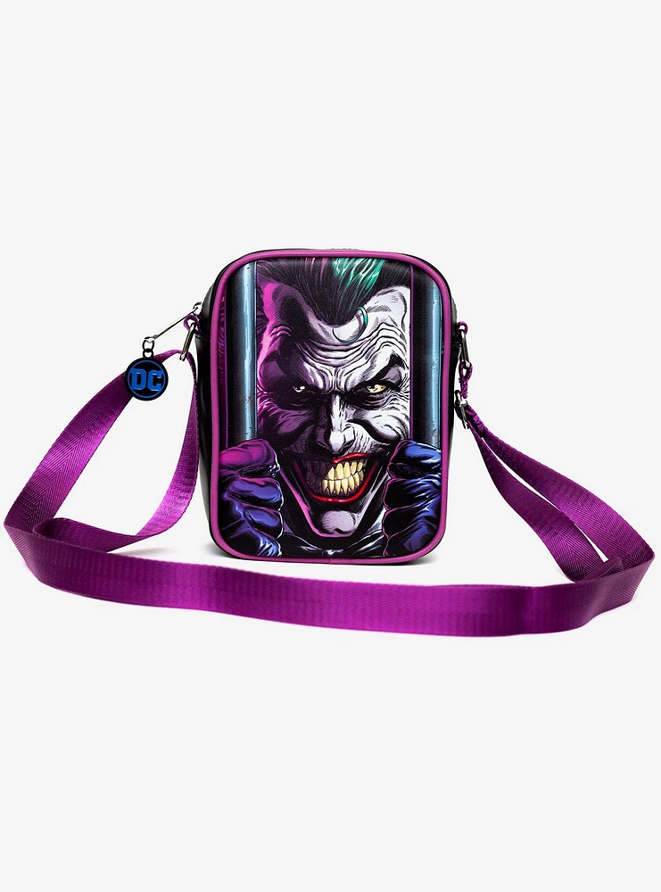 DC Comics Joker Jail Break And Batman Comic Book Poses Black Crossbody Bag