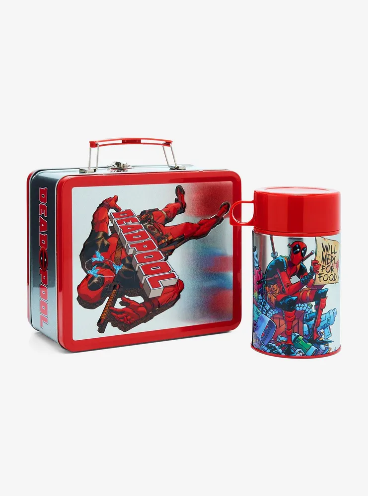 Marvel Deadpool Metal Lunch Box With Insulated Beverage Container