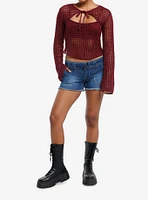 Daisy Street Burgundy Knit Girls Cami Bolero Set