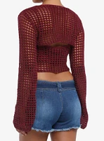 Daisy Street Burgundy Knit Girls Cami Bolero Set