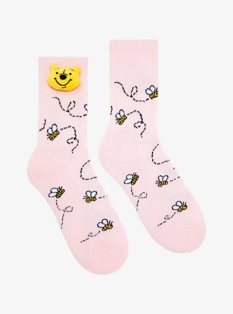 Disney Winnie The Pooh Bee Plush Head Crew Socks