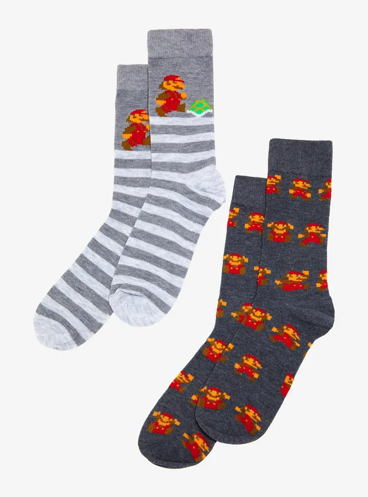 Super Mario 8-Bit Crew Socks 2 Pair