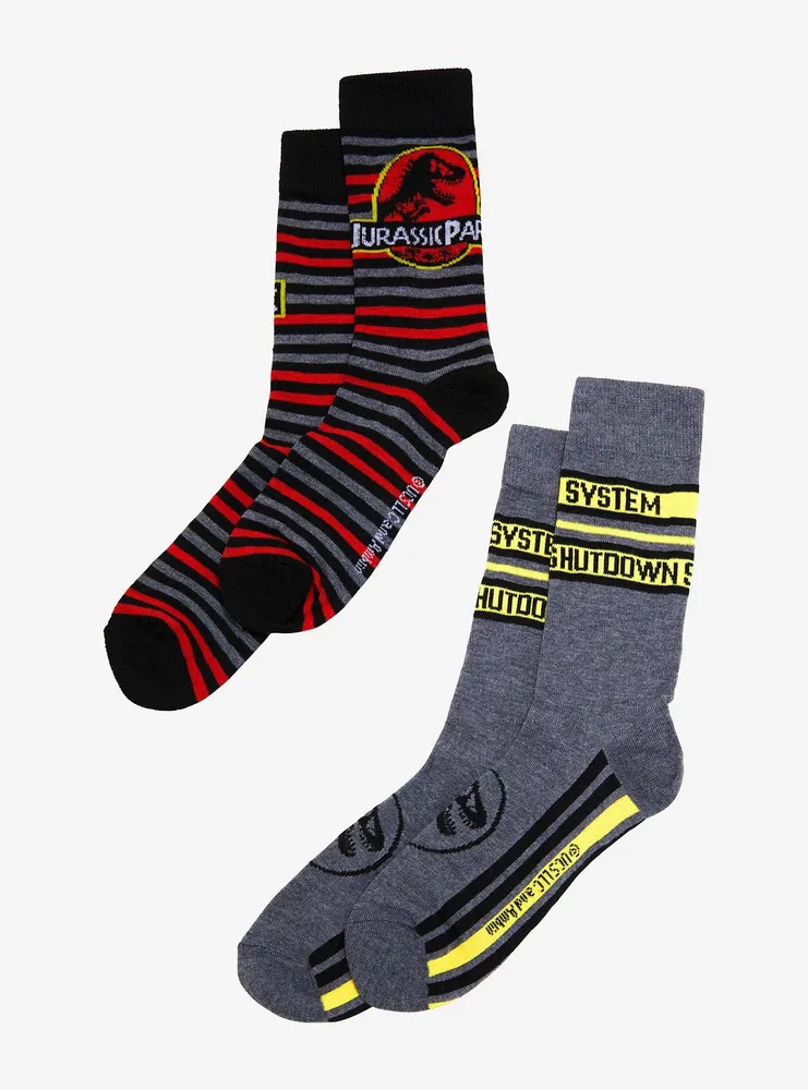 Jurassic Park Stripes Crew Socks 2 Pair