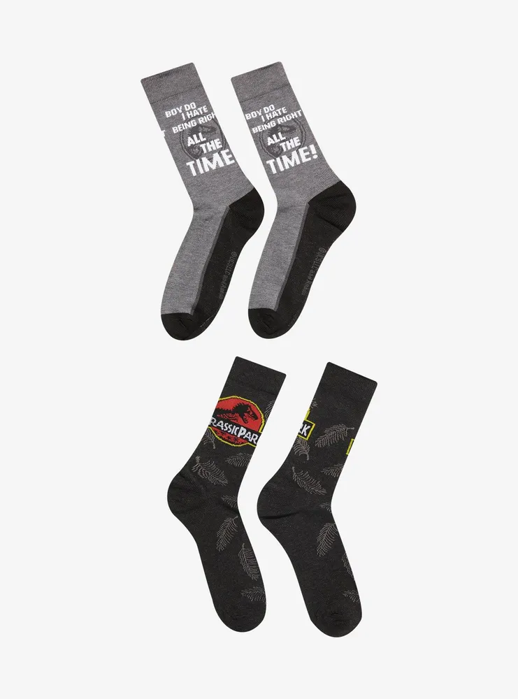 Jurassic Park Quote & Logo Crew Socks 2 Pair