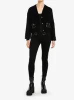 Social Collision Graveyard Skull Girls Crop Cardigan