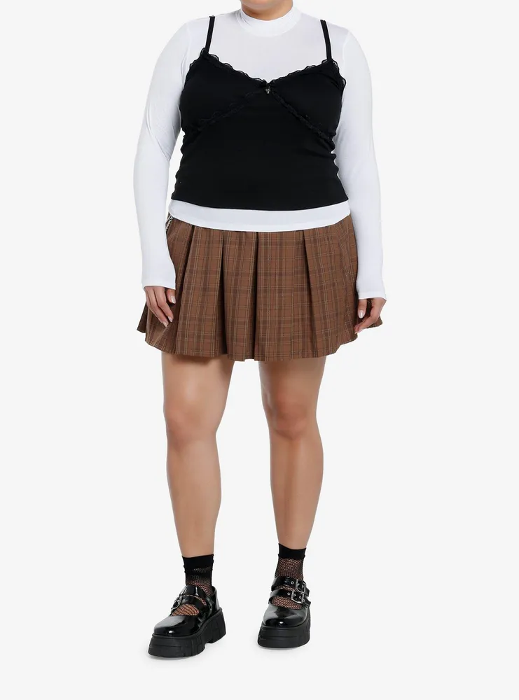 Social Collision Black Cami Girls Long-Sleeve Twofer Plus