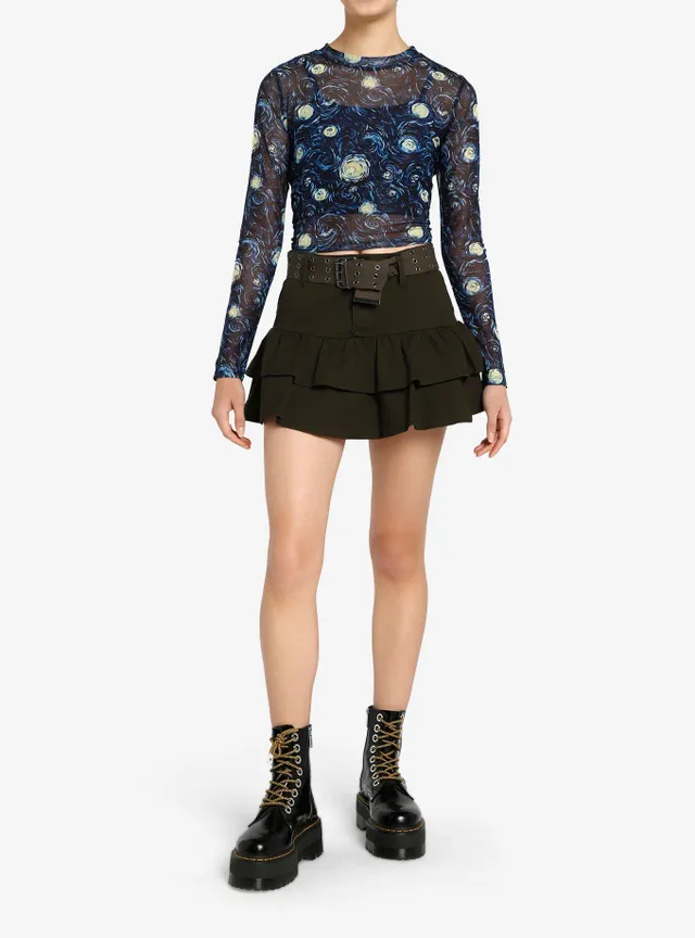 Hot Topic Cosmic Aura Starry Nights Mesh Girls Twofer Long-Sleeve Top