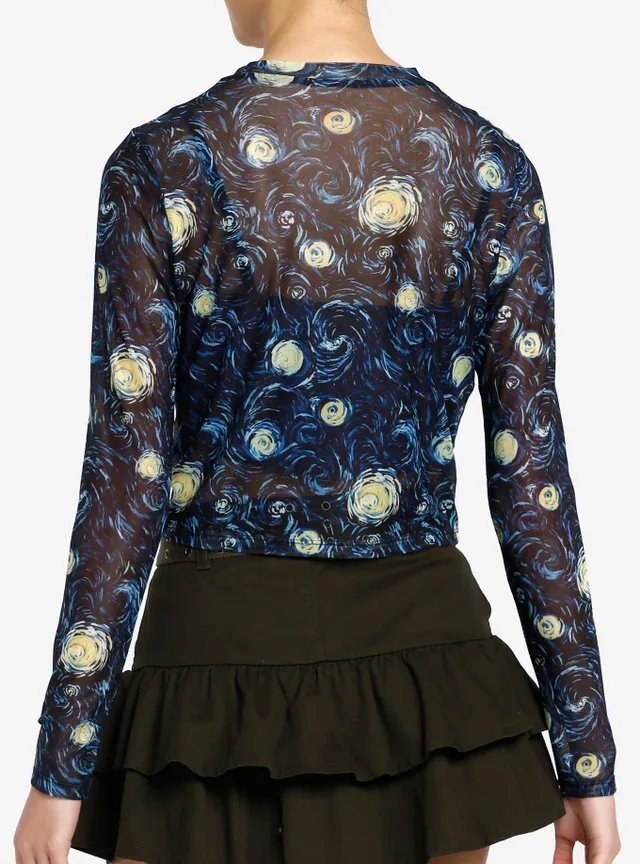 Hot Topic Cosmic Aura Starry Nights Mesh Girls Twofer Long-Sleeve Top