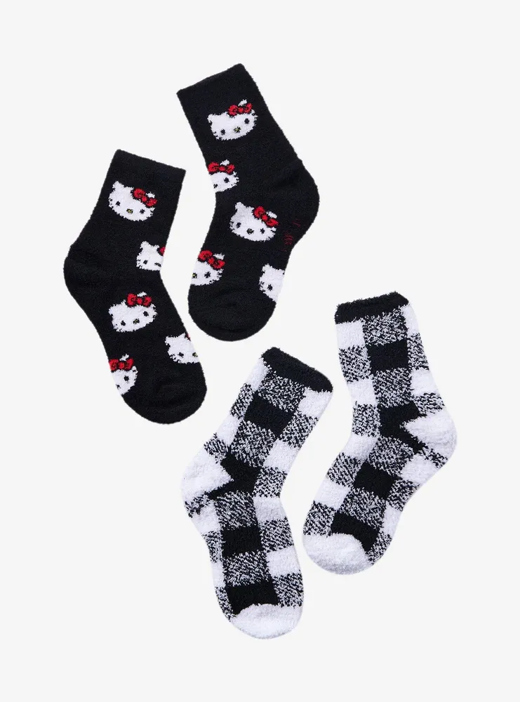 Hello Kitty Plaid Fuzzy Socks 2 Pair
