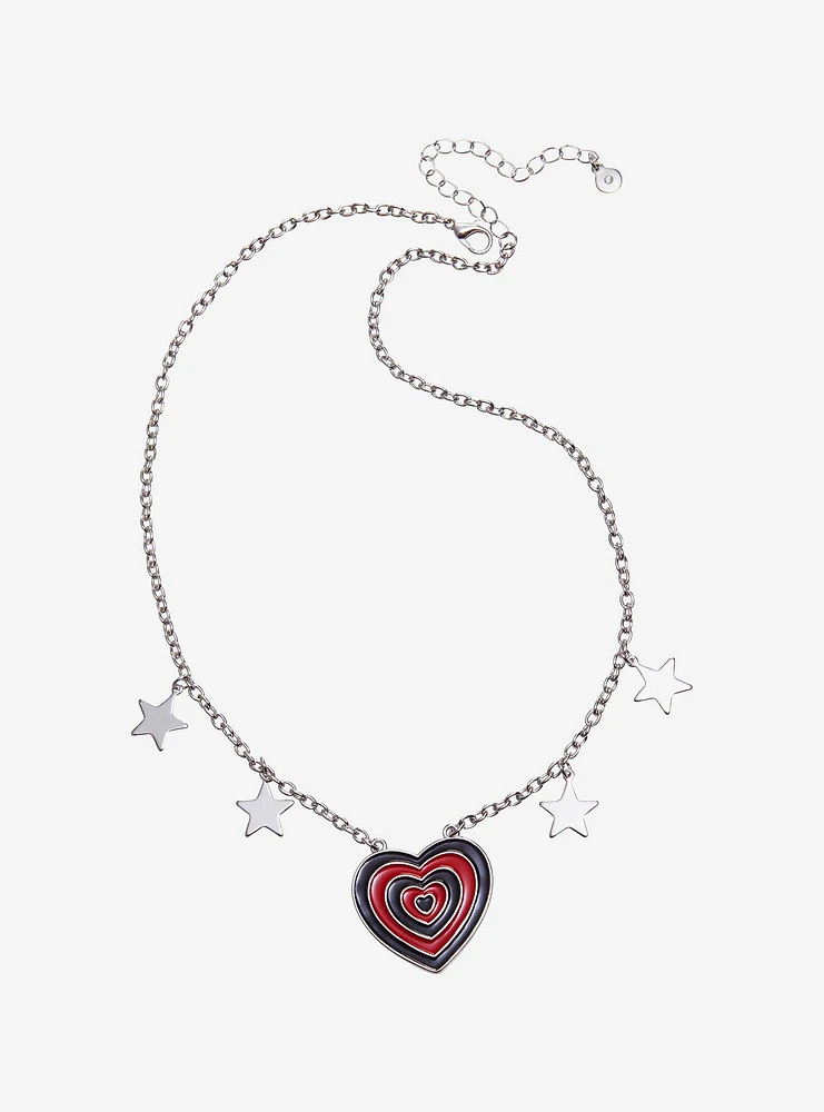 Social Collision Red & Black Heart Necklace