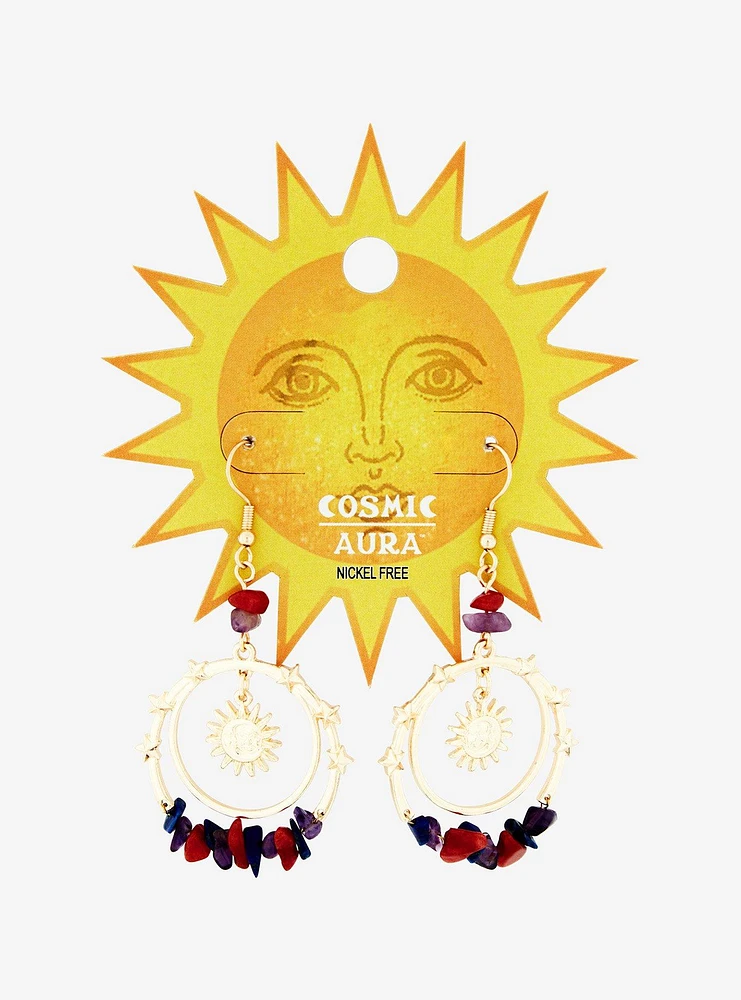 Cosmic Aura Sun Crystal Drop Earrings