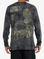 Outer Space Mushroom Creature Tie-Dye Long-Sleeve T-Shirt
