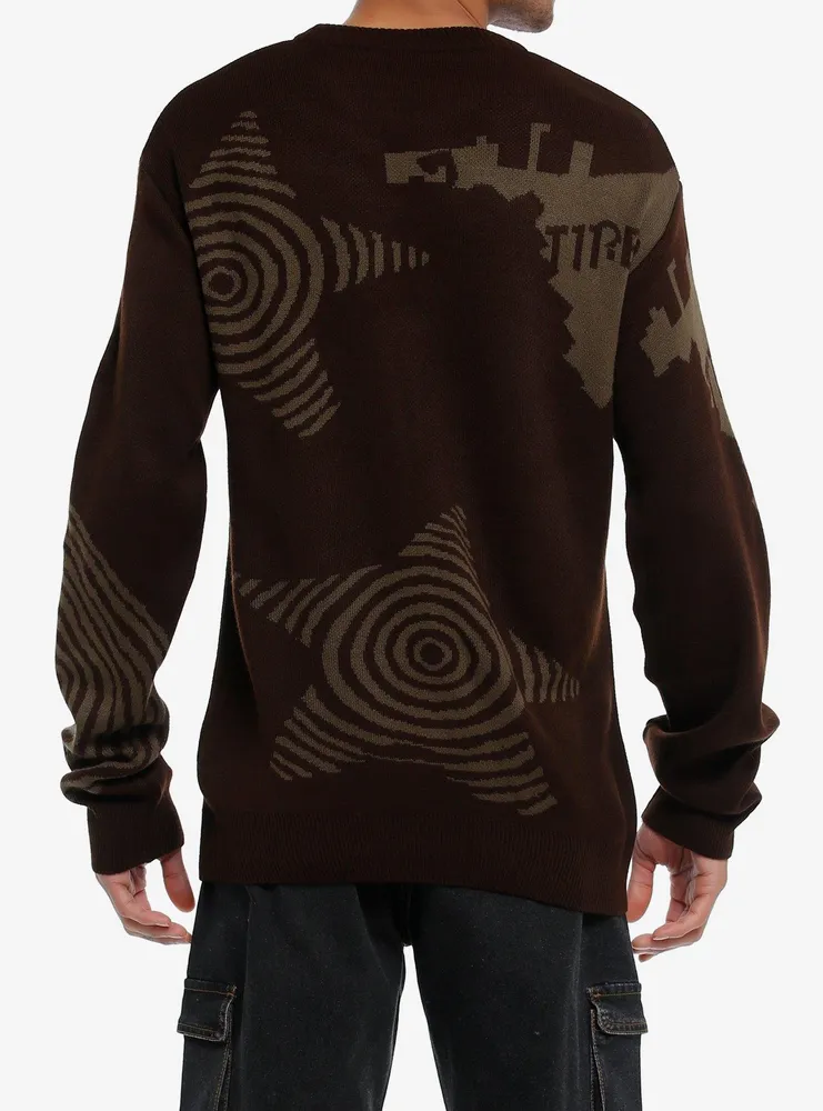 Grunge Swirl Star Intarsia Sweater