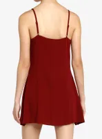 Thorn & Fable Maroon Lace Slip Dress