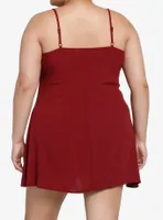 Thorn & Fable Maroon Lace Slip Dress Plus