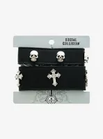 Social Collision Cross & Skull Cuff Bracelet Set