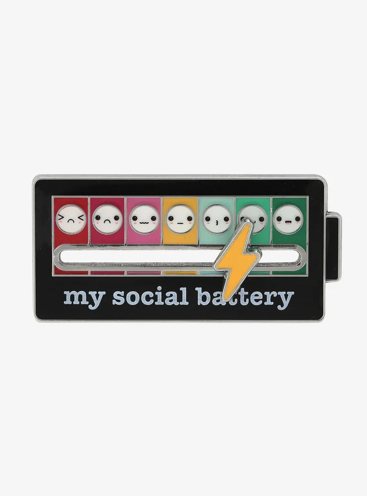 Social Battery Sliding Enamel Pin