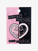 Pink & Black Cat Heart Best Friend Enamel Pin Set