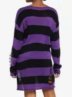 Kuromi Patches Stripe Girls Knit Sweater Dress
