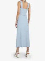 Light Blue Textured Slit Maxi Dress