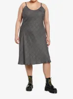 Social Collision Grey Plaid Midi Slip Dress Plus