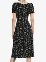Thorn & Fable Black Grey Mushroom Puff Sleeve Maxi Dress