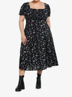 Thorn & Fable Black Grey Mushroom Puff Sleeve Maxi Dress Plus