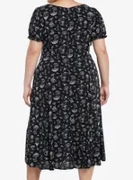 Thorn & Fable Black Grey Mushroom Puff Sleeve Maxi Dress Plus