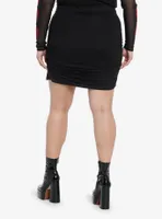 Cosmic Aura Black Ruched Mini Skirt Plus