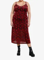 Social Collision Black & Red Roses Velvet Midaxi Dress Plus