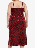 Social Collision Black & Red Roses Velvet Midaxi Dress Plus
