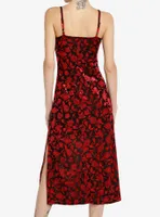Social Collision Black & Red Roses Velvet Midaxi Dress