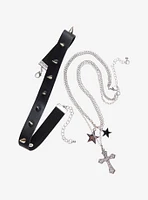 Social Collision® Cross Star Choker Necklace Set