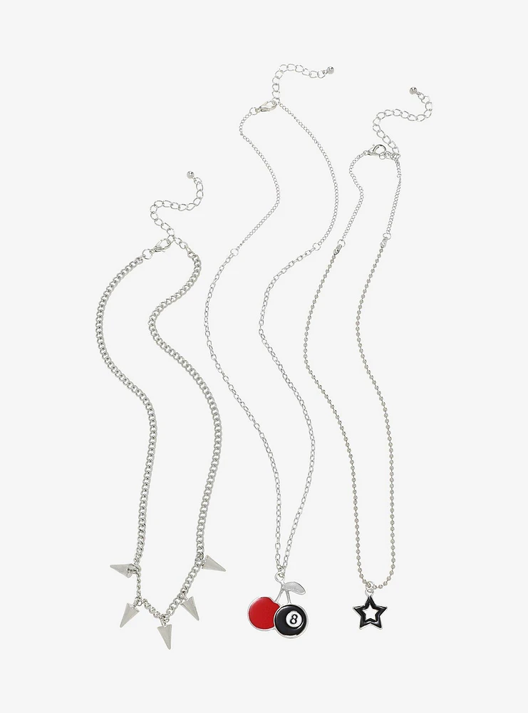 Social Collision® Spike Cherry 8 Ball Necklace Set