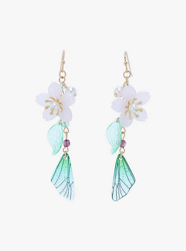 Thorn & Fable Sakura Fairy Wing Drop Earrings