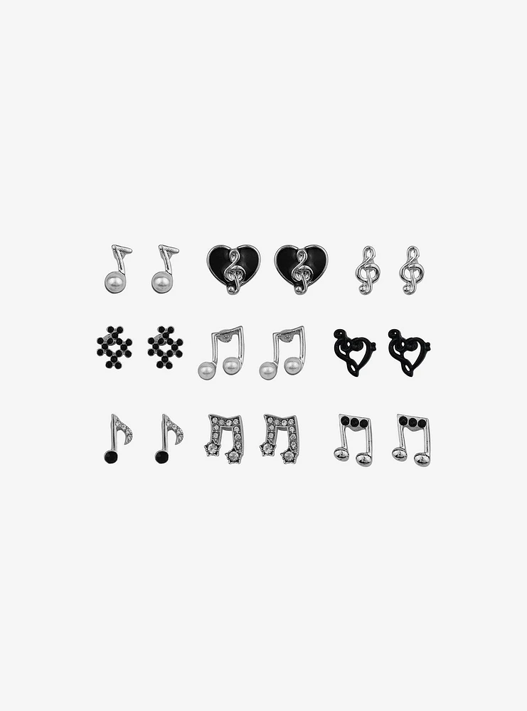 Music Note Heart Stud Earring Set